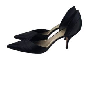 ANN Taylor Veronica Black Satin Pointed Toe Heels